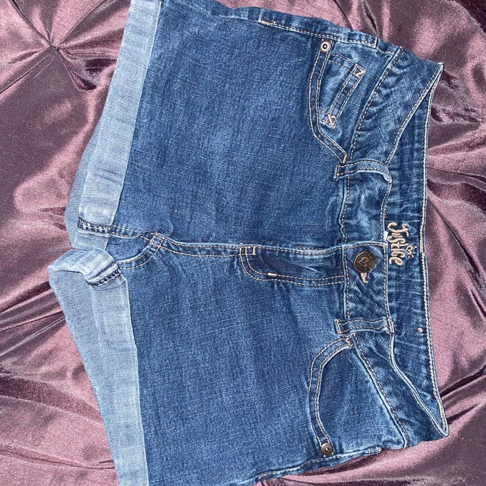 Justice Blue Jean Shorts with Cut-Off Edges